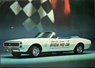 1967 Chevrolet Camaro Official Indianapolis 500 Pace Car Postcard Dealer Rare