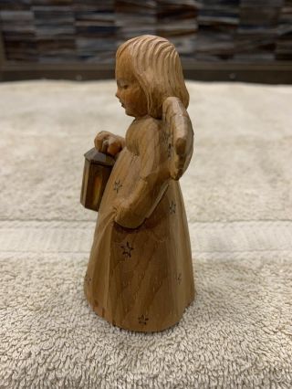 VERY RARE Vintage Hand Carved Wood Angel Figurine 4” Tall 2