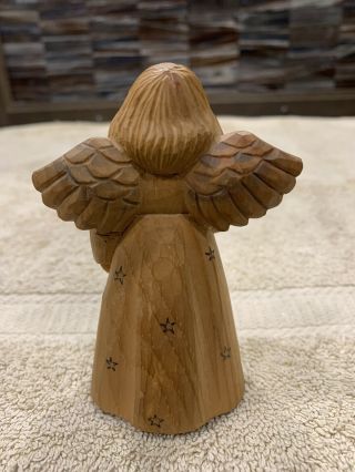VERY RARE Vintage Hand Carved Wood Angel Figurine 4” Tall 3