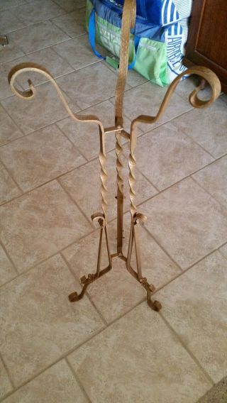 Antique Vintage Folding Wrought Iron Plant Flower Fern Stand 35 inches tall. 2