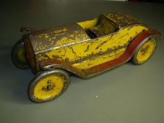 Antique Pre - War Tin Toy Car,  Steel Wheels,  8 " Long,  Rare,  Restoration