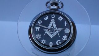 Rare Vintage Smiths Masonic Dial Chrome Cased Pocket Watch In G.  W.  O