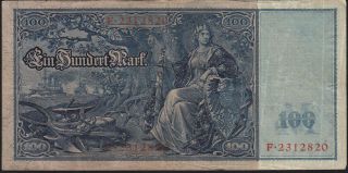 1910 100 Mark Germany Old Vintage Paper Money Banknote Currency Bill Antique Vf