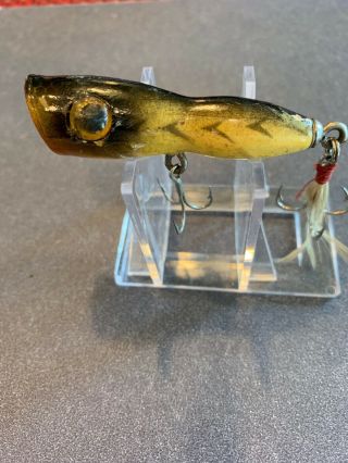 VINTAGE Ozark mountain Pop Eye wooden Lure with glass eye Will Combine 2