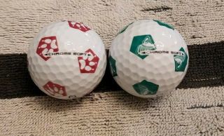 2 Collector Rare 5a Callaway Chrome Soft Truvis 1 Green & 1 Red Golf Ball.