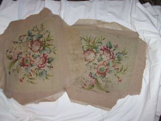 A Antique Embroidered Woolwork Panels,  