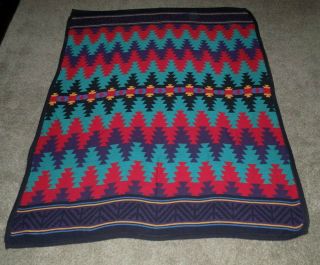 Goodwin Weavers Soft Cotton Throw Blanket Southwest / Aztec Design 61 " X 51 "