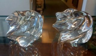 Rare St Louis France Cristal Twisted Crystal Candle Holders Leaded