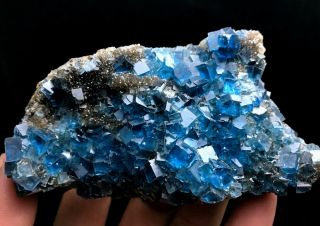 197g Find Natura Rare Blue Cube Fluorite Mineral Specimen/china