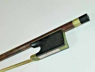 Antique Violin Bow Germany Mother Of Pearl Mop Nickle Silver & Ebony Frog