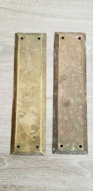 Set Of 2 Vintage Brass Door Finger Back Plates Push Swinging Door
