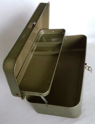 Vintage My Buddy One Tray Green Metal Tackle Box No.  1351