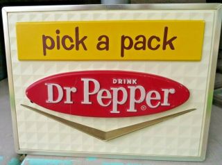 Rare Pick A Pack Drink Dr Pepper Advertising Dimensional Sign Dualite Vacuform