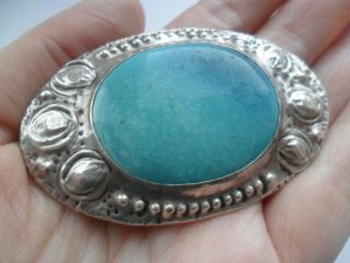 Vintage Jewellery Antique Arts And Crafts Ruskin ? Pottery Pewter Large Brooch