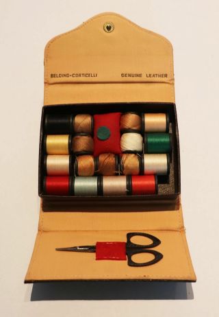 Vintage Belding Corticelli Leather Travel Sewing Kit