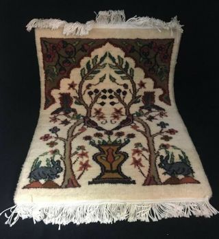 Vintage Egyptian 24” X 15” Inch Hand Made Wool Area Rug Rare