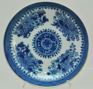 Antique Chinese Export Blue Fitzhugh Saucer Low Bowl Circa 1800