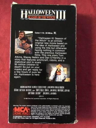 Halloween III Season of the Witch VHS Rare MCA release,  Not A Rental 2