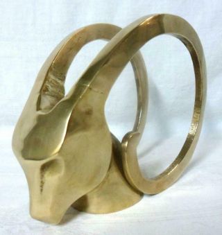 Art Deco Solid Brass Rams Head Sculpture