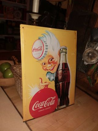 Vintage,  Coke Cola Sprite Boy Sign,  Rare Coke Sign,  Yellow Sprite Boy,  French,
