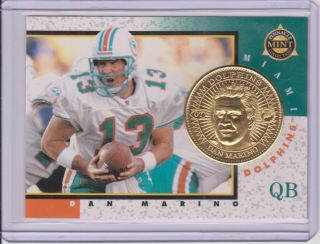 Rare 1997 Pinnacle Dan Marino Gold Plated Coin & Card 7 Miami Dolphins