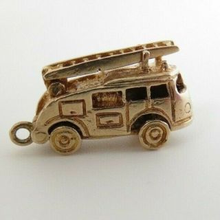 Rare Vintage 9ct Solid Gold Fire Engine Charm/pendant Opening Charm London 1969