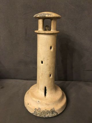 Rare Lighthouse Bank Antique Cast Iron The Light Of The World Light House Bank