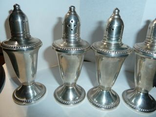 4 Duchin Creation Sterling Silver Weighted Salt & Pepper Shakers Vintage 2 pairs 2