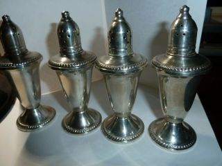 4 Duchin Creation Sterling Silver Weighted Salt & Pepper Shakers Vintage 2 pairs 3