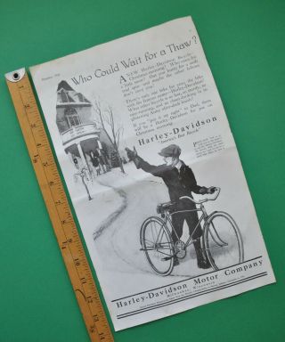 Antique Vintage Old Rare 1920 Harley Davidson Brochure Bicycle Poster