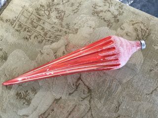 Antique Germany Hand Blown Glass Umbrella Parasol Christmas Tree Ornament In Red