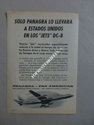 Panagra Paa Airlines Ad Old Advertising From Argentine Rare B9 Dc8
