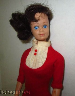 Vintage Barbie Friend Midge Doll Brunette No 860 W/ 1622 Student Teacher Dress