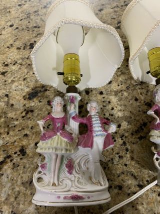 Antique German Decorative Figural Lamps (pair) Baroque Couple Dancing