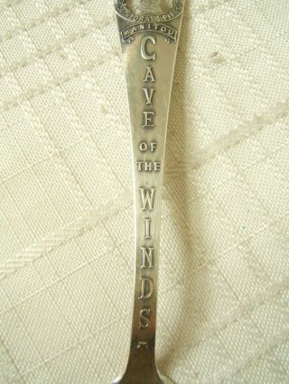 STERLING SILVER SOUVENIR SPOON CAVE OF THE WINDS CO CUT OUT HANDLE 2