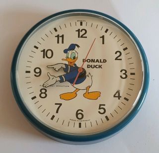 Very Rare Vintage 6 " Walt Disney Donald Duck Wall Clock Bradley Germany Blue