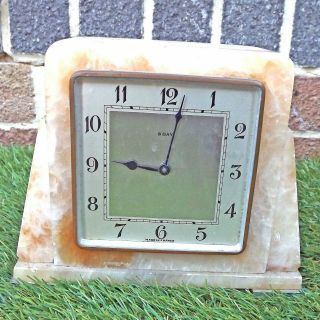 French Art Deco 8 Day Mantle Clock - Spares / Repair - Marble Onyx Alabaster?