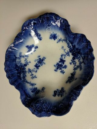 Vintage Antique Wp La Belle Flow Blue China Serving Centerpiece Pottery Bowl