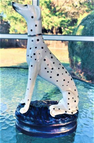 Rare Fitz And Floyd Staffordshire Porcelain Dalmatian Figure Dog Blue Pillow