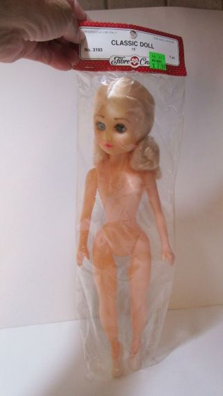 Vintage 15 " Fibre Craft Mod Craft Doll With Shoes And Wild Lashes Plastic