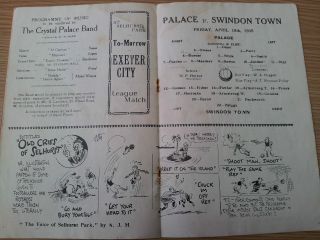 1934/35 Football Programme - CRYSTAL PALACE v SWINDON TOWN (Rare) 2