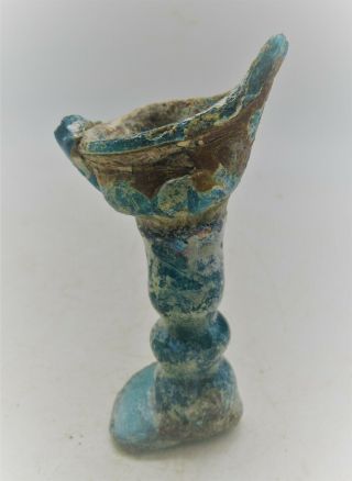 Circa 200 - 300ad Ancient Roman Iridescent Glass Vessel In The Form Of A Foot Rare