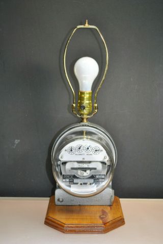 " Sangamo " Type Ja Electric Meter Lamp On Wooden Base 120v