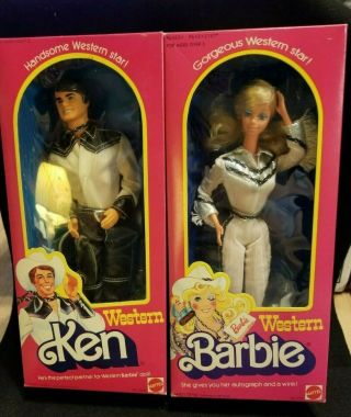 Vintage 1980 Mattel Western Barbie No 1757 And Western Ken No 3600