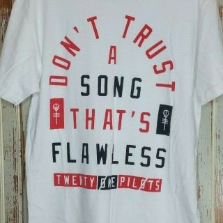 Twenty One Pilots Don ' t Trust A Song That ' s Flawless RARE WHITE Large T - shirt 2