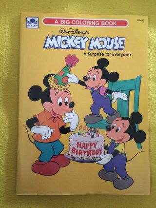 Vintage & Rare Walt Disney ' s Mickey Mouse Happy Birthday Book 1978 Golden Book 2