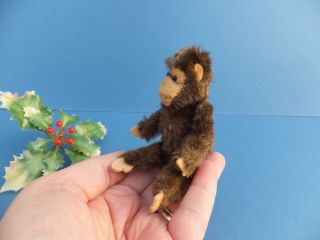Vintage Antique 4.  5 " Miniature Mohair Jointed Steiff Jocko Monkey German Bear