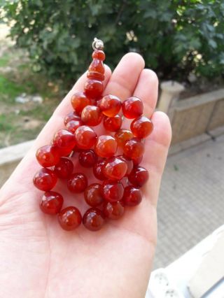 Yellow Red Rare Islamic Tasbeh Faturan Islamic Prayer Beads Bakelite Amber