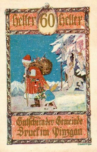 Vy Rare 1921 Santa Claus Banknote From Austria St Nicholas A Delight