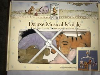 Classic Winnie The Pooh Deluxe Musical Mobile Music Box Crib Disney Rare Htf